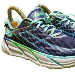 Hoka One One Women’s Size 8 Blue Turquoise White Clifton 3 Comfort Running Shoes